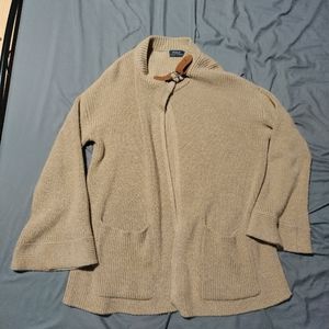 Polo Ralph Lauren Fine Merino Wool Leather Buckle Long Oversized Cardigan Sz S